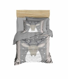 L'essentiel linge de maison PH1105 Juego Funda Nórdica Bebé 100x150 cm, Microsatén/Algodón, Impresión 3D Gris y Blanco